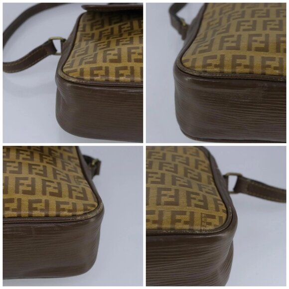 FENDI Zucchino Canvas Shoulder Bag Coated Canvas Brown Auth - Picture 16 of 16